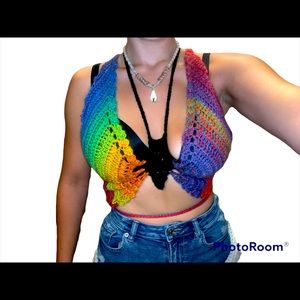handmade multi colored butterfly top